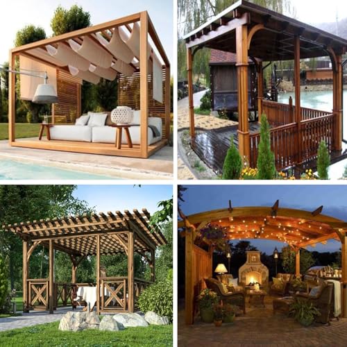 Wasserdichter robuster Baldachin-Vorhang für Pergola, Veranda, Pavillon, Terrasse - Seitenteile mit Reißverschluss-Türverschluss für Regenschutz und Privatsphäre