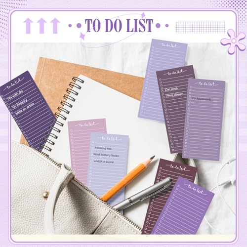 Image of Censen 10 Pack 500 Sheets to Do List Notes Daily Checklist Notepad with 50 Sheets Undated Memo Pad Color Block Shopping List Weekly Plan Notepad Organizer Planners(Gradient Purple,Lined) | Note Book 513 Sheets Colorful Memo Pad Office School Supplies Planner Shopping Weekly Plan Task Organizer Tear-off Design