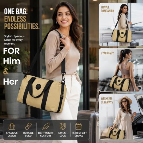 Image of Storite Travel Duffel Bag, Khaki, 42x14x33 cm