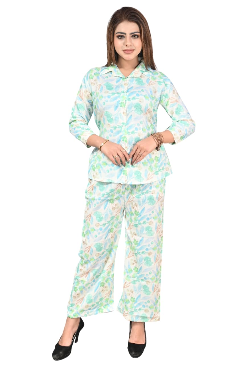 growthgift Trendy Cotton Cord Set, Floral Printed Multicolour modern casual dress for Women, comfortable fit nightwear for Women,-picture-24