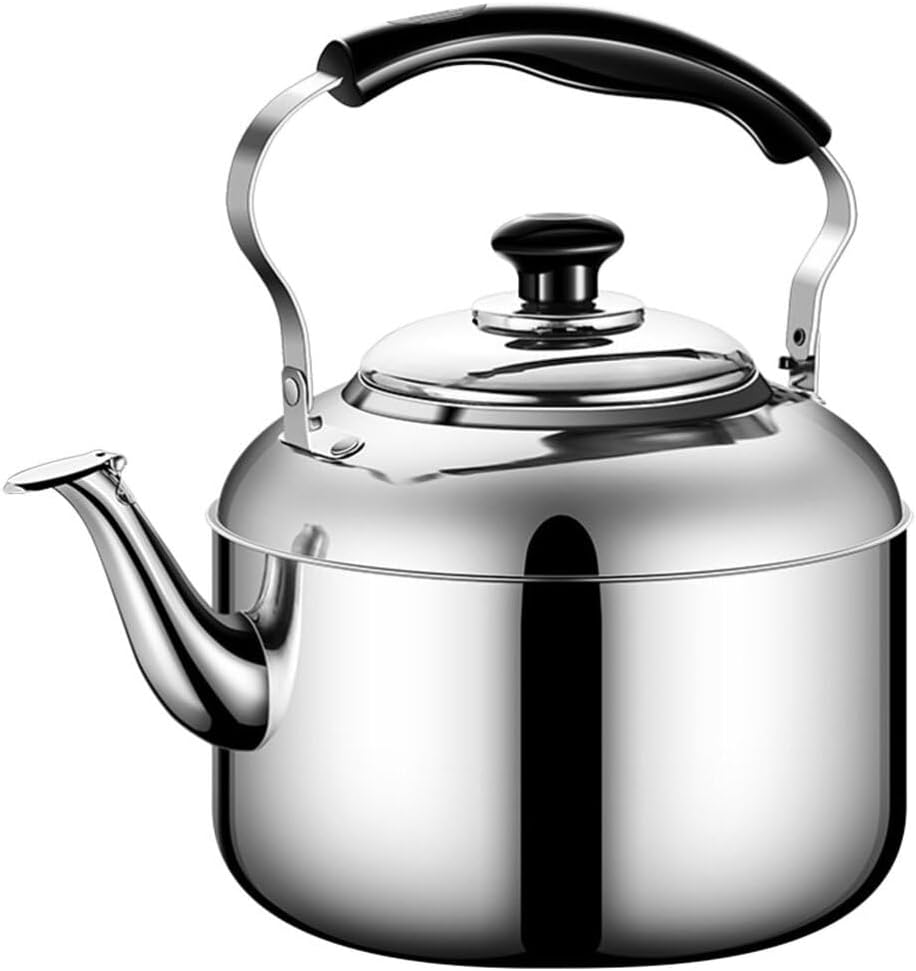 Luxshiny 3.60 Quart Stainless Steel Whistling Tea Kettle for Stovetop with Ergonomic Handle Compatible with Gas and Induction Cookers Safety Sound Alert Water Kettle