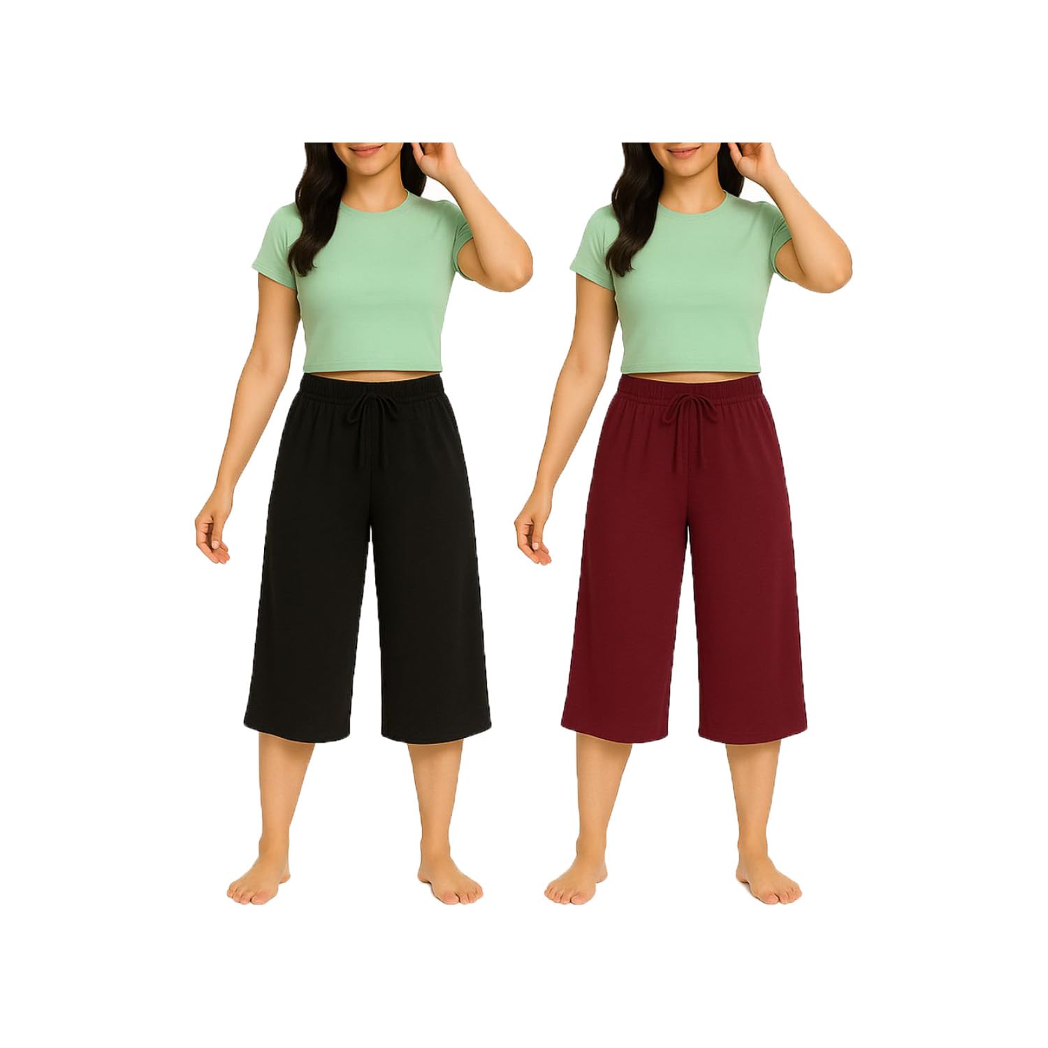 brand flex Women's Casual Regular Fit Cotton Loosefit Capri For Girls 2Pack-picture-24