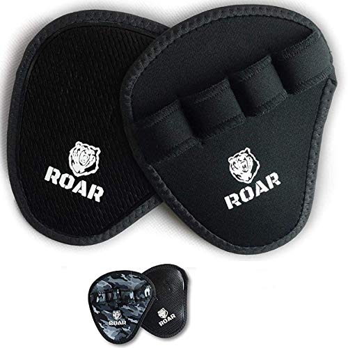 Roar® Guantillas Gimnasio, Grip Pad, Almohadilla Barra Gimnasio, Grip Power Pads, Grip Gym, Grip Gimnasio, Guantes Grip para Gym Hombre Y Mujer Fitness, Calleras Gimnasio, Gloves Gym (Negro)