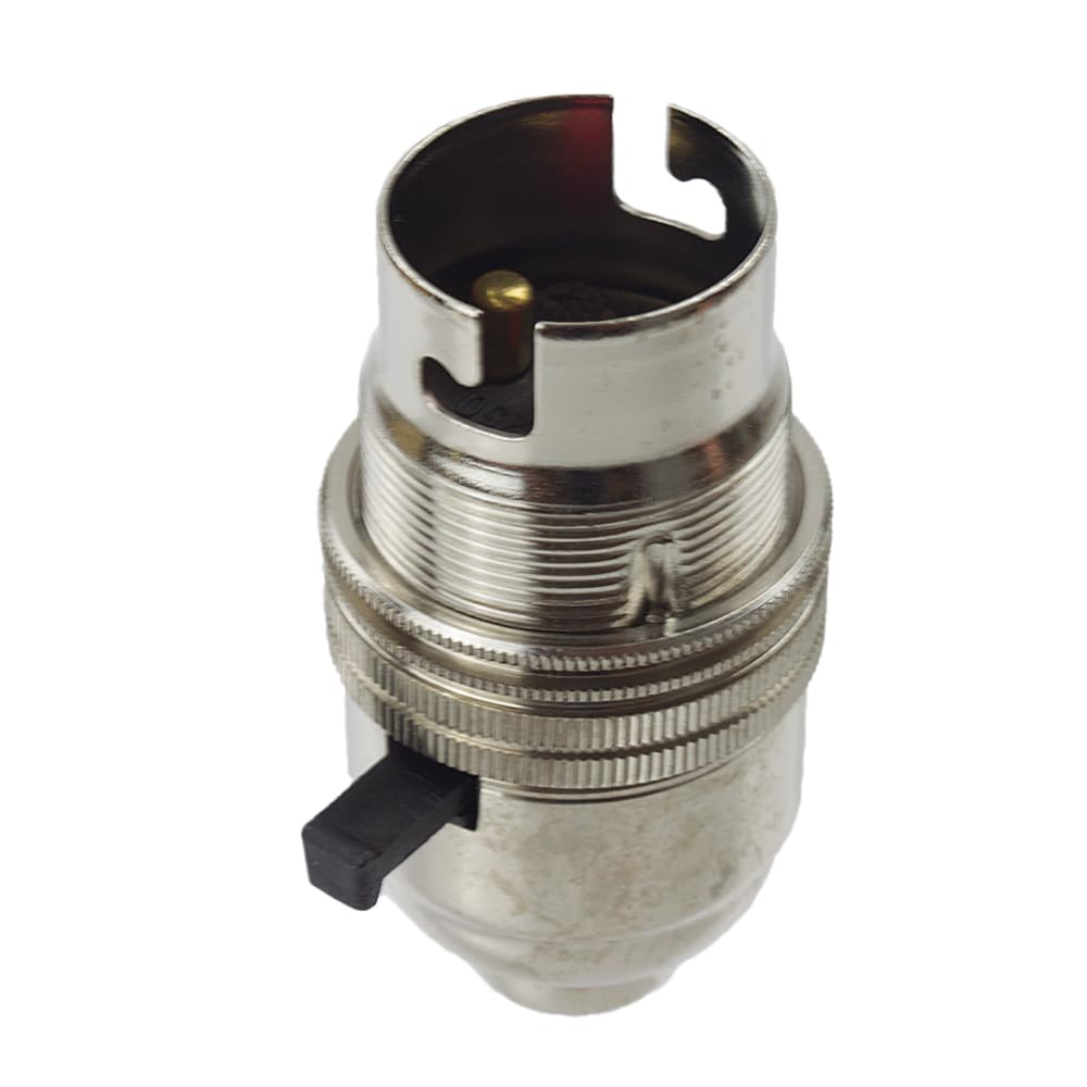 Lamp Holder | BC | B22 | Bayonet Cap Lamp Holder Switched Made in The UK (Nickel)