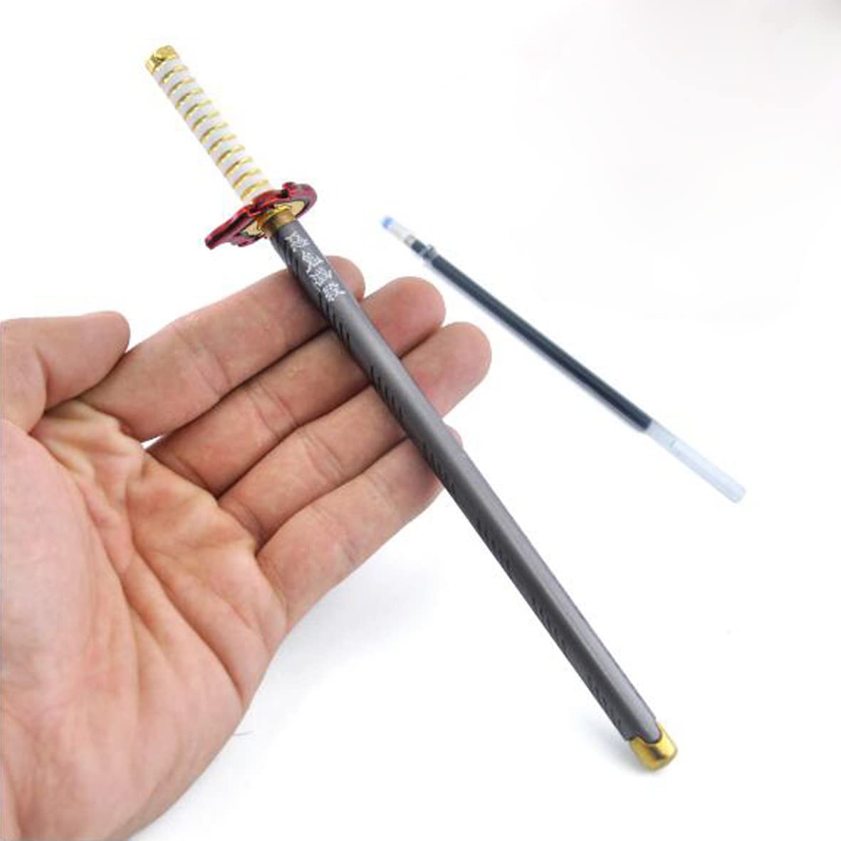 QFYFGYT A 20cm/ 8-inch signature pen with a ballpoint pen refill and shelf is the best party supply gift, bookshelf collectible (grey)