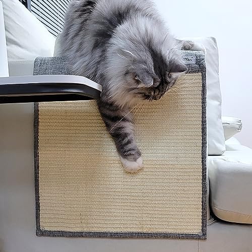Cat Scratching Pad, Woven Natural Sisal Mat, Couch Chair Sofa Guards Cover, Claw Prevention Furniture Protector from Kittens Scratches (Grey) (1-Pack, Grey)