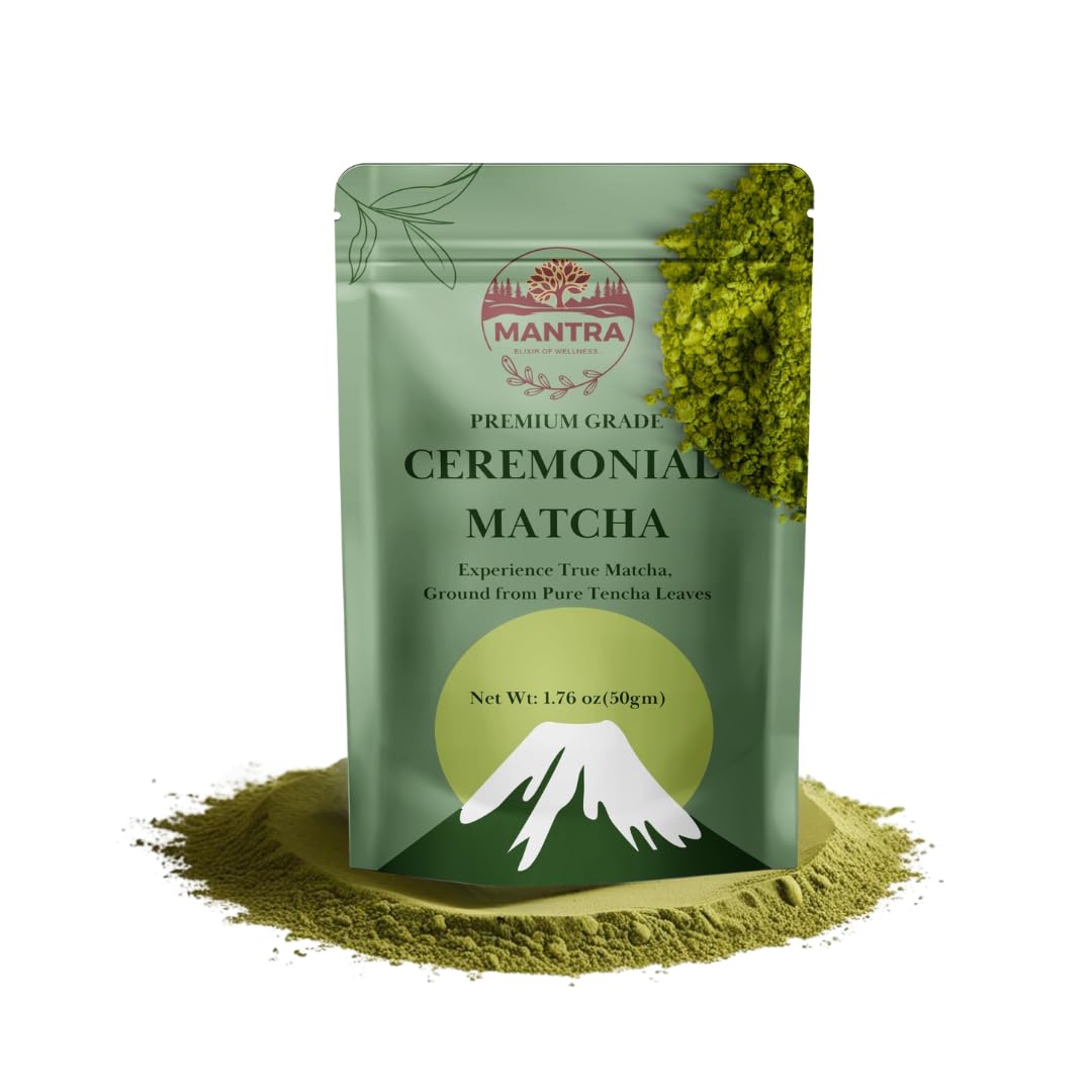 Mantra Premium Ceremonial Matcha | 100% Pure Japanese Green Tea Powder (Loose) for Energy & Metabolism | Antioxidant-Rich, Smooth Vibrant Taste | 50g