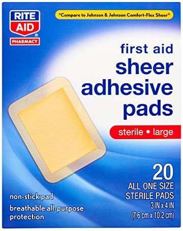 Rite Aid Sheer Adhesive Bandages with Sterile Non Stick Pad, 3" x 4" - 20 Count | Wound Care Supplies | Bandage Wrap | First Aid Supplies | Medical Tape for Skin Bandages | Bandage Wrap