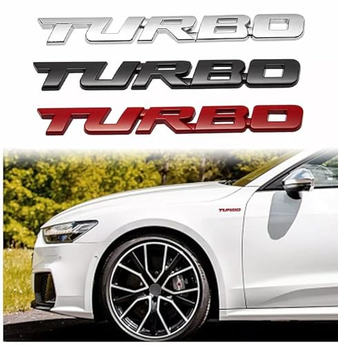 Image of 2Pcs Metal Turbo Rear Trunk Tailgate Emblem 3D Badge Sticker Decals (Black)