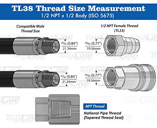 1/2" Npt Thread Ag Quick Connect Hydraulic Coupler Coupling Iso5675 - Ball Style 1/2" Body Size Tractor Bobcat Skid Steer Loaders Implements Tl38 #TOP2