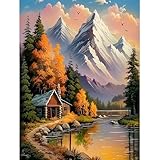 DIYDECORFUN Mountain Paint by Numbers Kit for Adults Beginner, National Park Paint by Number On Canvas, Mountain Oil Painting Kit, Adults' Paint-by-Number Kits for Gift Home Decor 16x20 Inch