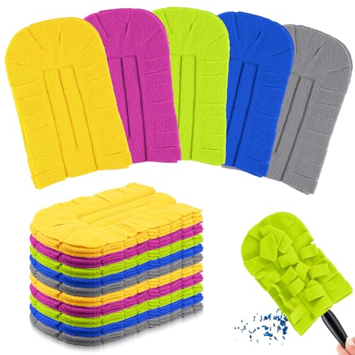 Image of Zubebe 20 Pcs Reusable Duster Refills Fleece,Stylish Color | Soft Polyester Fiber Flat Duster Refill Multi Surface Washable Cleaning Pad Tools for Home, Blinds, Car, Pet, Furniture, Fans