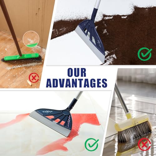 Image of Magic Air Silicone Broom Sweeper, Multifunction Silicone Broom, Household Squeegee for Floor Cleaning, Bathroom, pet Hair, Blue Dog Brush Set (Blue)