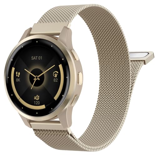 MoKo Correa Metálica Compatible con Garmin Venu 4 41 mm/3S/2S; Vivoactive 4S; Forerunner 265S/255S, Correa Repuesto de Malla Acero Inoxidable 18 mm con Cierre Rápido para Hombre Mujer,Dorado Champagne