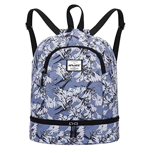 HAWEE Impermeable Casual Mochila con Cordón Grande Deporte Bolso de Gimnasia Mochila de Cuerda Unisex para Mujer Hombre Vida Cotidiana Aire Libre Yoga Escuela Nadar Playa