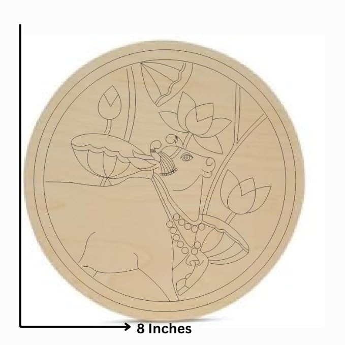 Image of Premarked pichwai Art Materials kit with MDF DIY kit lippan Art Mirror, 1 pcs lippan Art Painting Brush and Colour