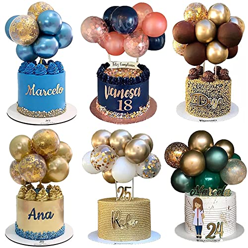 6 Set Kuchen Ballon Dekoration, Tortenaufsatz Luftballon, Geburtstagstorte Dekoration Ballon, Kuchen Konfetti Ballon, Geburtstag Konfetti Mini Kuchen Latex Ballon Topper, für Geburtstag (6 Stile) Cover