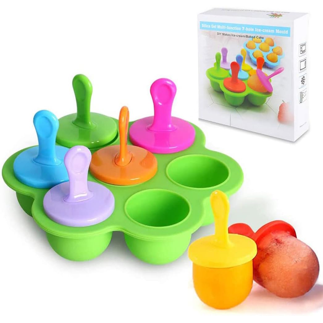 Ventdest Silicone Ice Lolly Moulds, Colorful Popsicle Mould with Sticks, BPA Free Ice Pop Moulds, Small Ice Lolly Maker for DIY Ice Cream