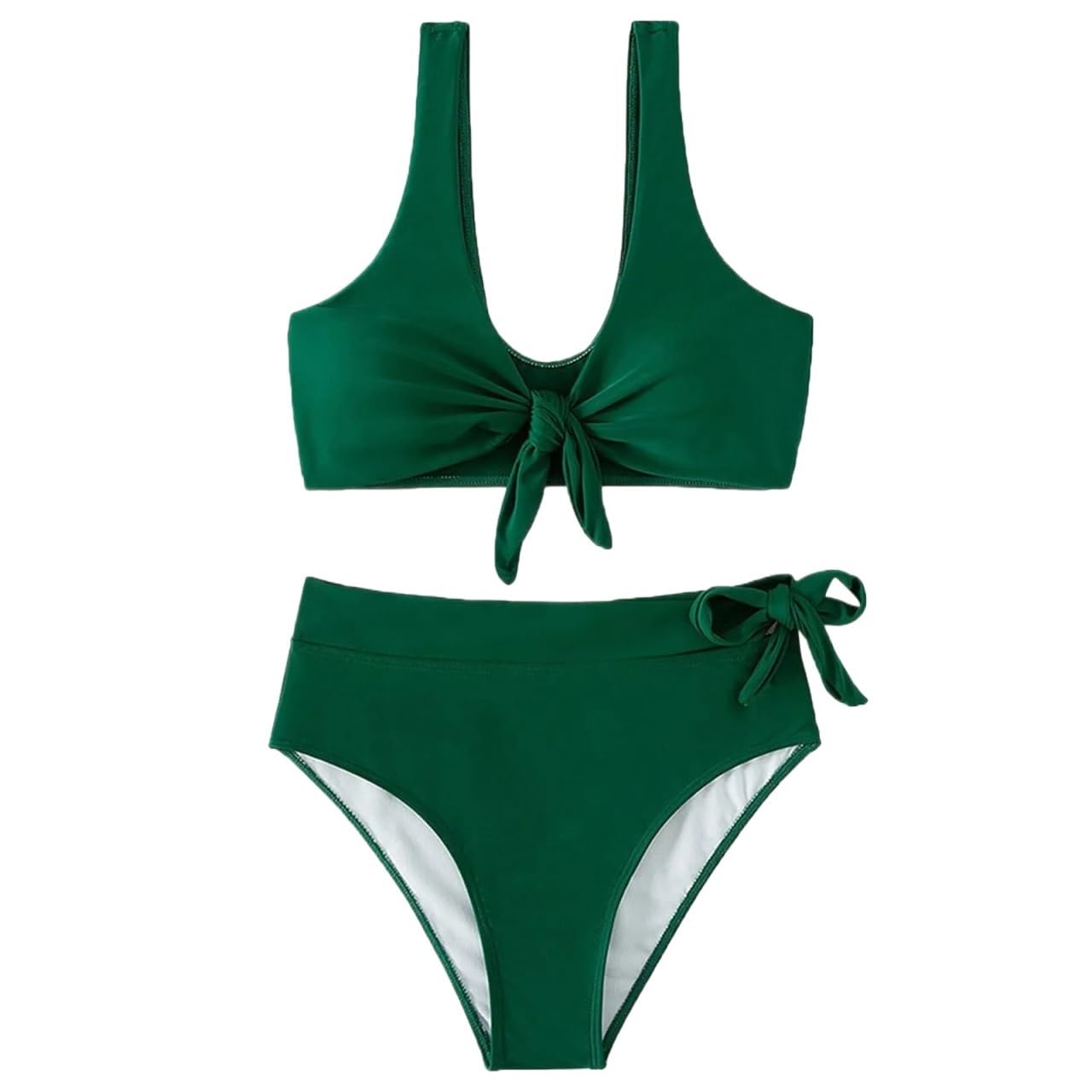 Traje de baño Verano for Mujer, Traje Playa, Bikini Cintura Alta Unicolor, Pecho Grande y Ajuste cómodo para Mujer