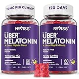 Melatonin Gummies 10mg 20mg for Adults, Melatonin 10 mg per Gummy with Ashwagandha, Magnesium Glycinate, GABA, L-theanine, Valerian Root & Lemon Balm, Rest Support Supplement, Grape Flavor, 2-Pack