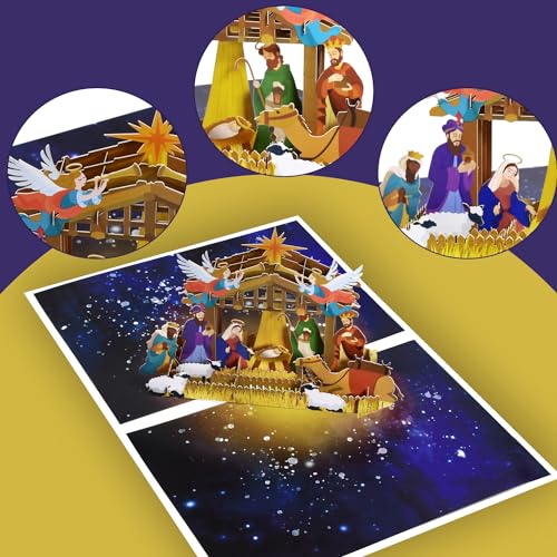 Magic Ants 3D Pop-Up Christmas Card, Nativity Scene with Holy Family, Shepherds, Baby Jesus, Three Wise Men, Angels - Image 2