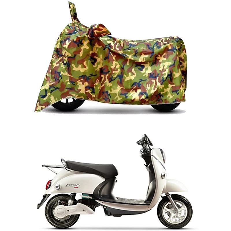 Image of Waterproof 100% PVC Coated Bike Scooty Two Wheeler Body Cover Compatible for Evolet Polo Classic /UV-Rays /Heat Protection /Birds Dropping /Scratchproof /Dust Proof [6X6 Jungle Print]