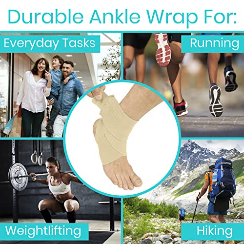 Vive Ankle Wrap (2 Pack) - Strap Heel Brace Stabilizer For Sprained Foot - Breathable, Soft, Firm Compression Sport Sleeve For Swelling - Adjustable Nonslip Elastic Support For Tendonitis (Women, Men) #TOP5
