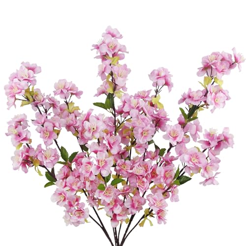 FAICOIA 3 Pcs Cherry Blossom Branches for Vase Long Stems Artificial Flowers Spring Summer Decor Pink Faux Silk Cherry Blossom Branches for Home Wedding Party Table Centerpieces