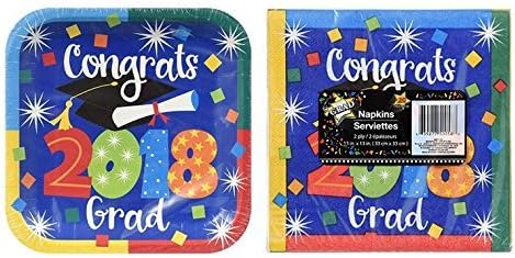 Graduation Party Package Class of 2018 for 14 Guests Includes Plates & Napkins - 34 ct