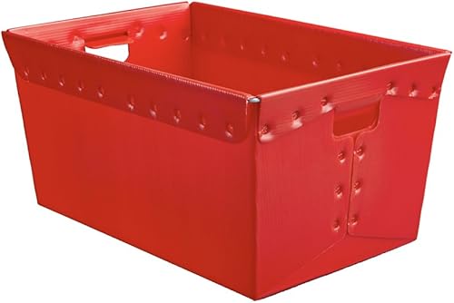 Bolsas de almacenamiento de plástico rojas y contenedores de almacenamiento apilables, contenedores de resistencia industrial para organizar en la