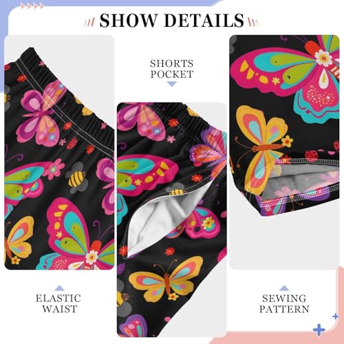 ALAZA Beautiful Butterfly Polka Dot Flower Pajama Lounge Pants Long Sleep Pajama Bottoms with Pockets4