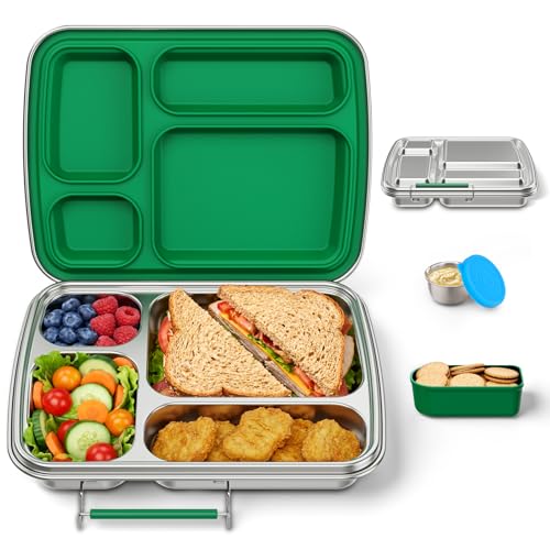 Eoika Stainless Steel Bento Box for Kids, Kids Lunch Box with 4-Compartment, Metal Lunch Box with...