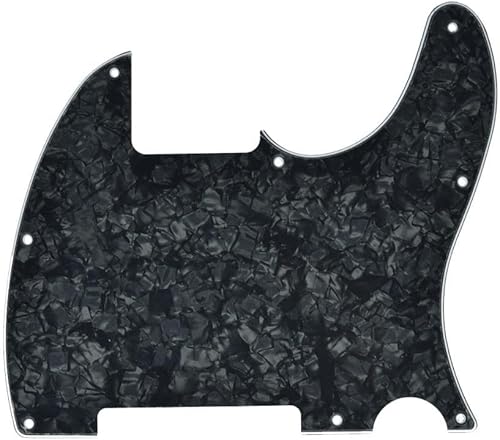 KAISH 8 Agujeros Tele Blanco Guitarra Golpeador Tele Pick Guard Scratch Plate para Telecaster Esquire Negro Perla