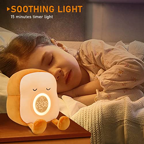 Qanyi Kids Night Light Plushies, Funny Food Toast Bread Plush Cute Stuffed Alarm Clocks For Bedrooms, Cool Bedside Lamp Gifts For Women Kids 6 7 8 9 10 11 Year Old Girls #TOP2