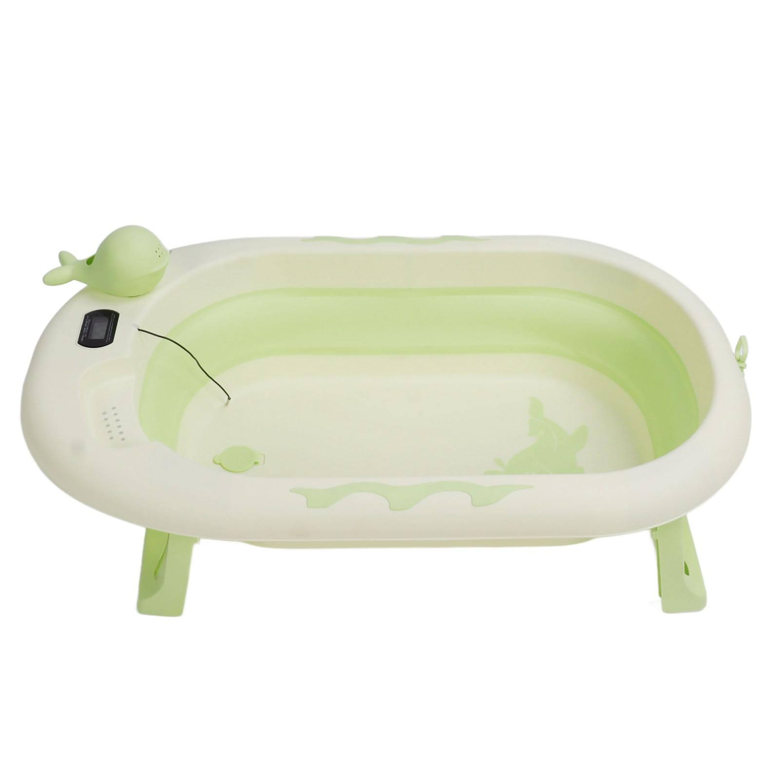 Zusammenklappbare Badewanne für Neugeborene mit Echtzeit-Temperaturmessung für Ein Angenehmes Badeerlebnis für Babys Im Alter von 0–9 Jahren (Zartes Weidengrün)