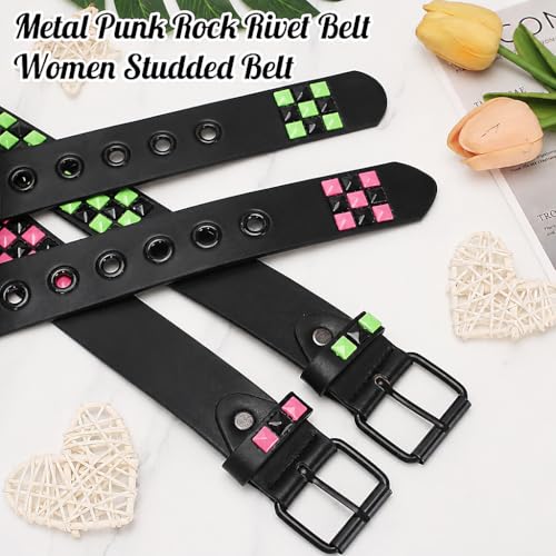 Image of Studded Belt, Metal Punk Rock Rivet belt with Bright Pyramid Studded for Women Men