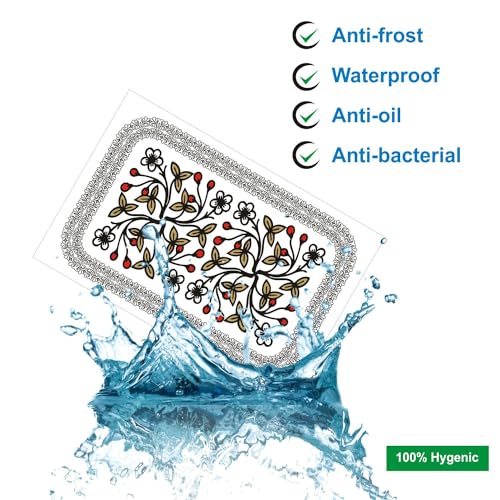Image of DakshyaIndustries Pack of 3 PVC Printed Fridge Mat /Refrigerator Mat (Black)