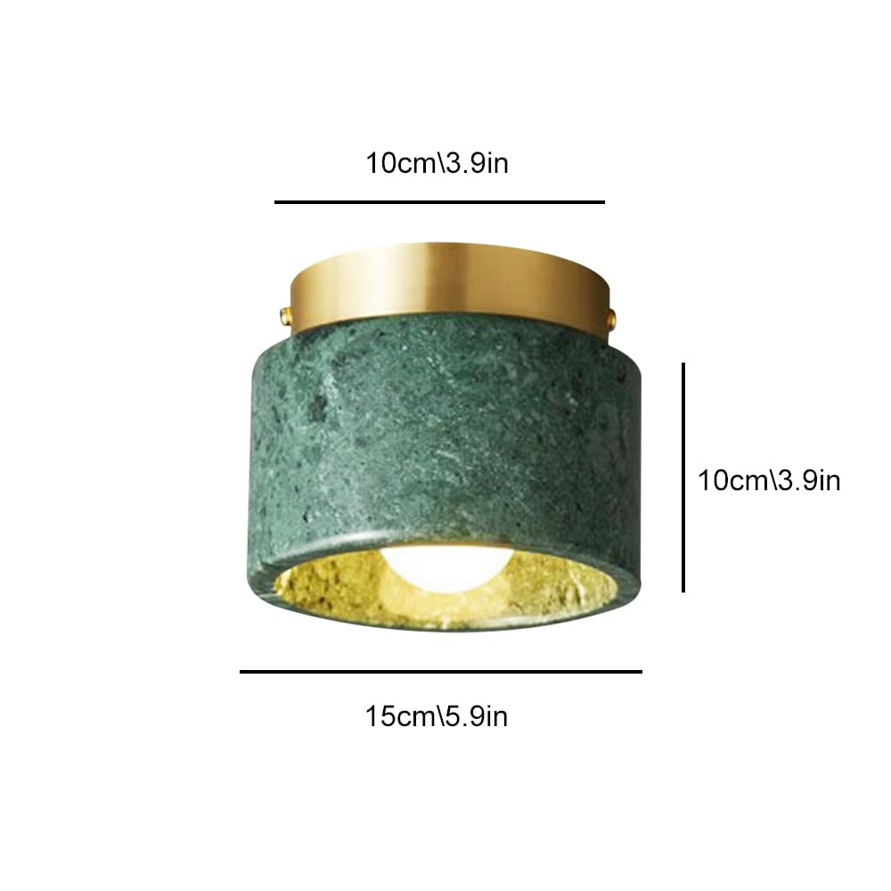 Plafonnier Cylindrique En Marbre Nordique, Applique Murale Pour Entrée, Luminaire de Couloir, Plafonnier En Laiton Pour Porche, Mini-Plafonnier Avec Abat-Jour En Marbre/Vert