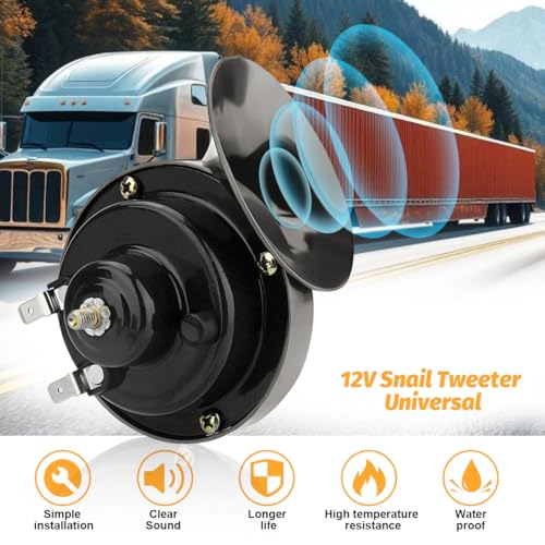 Ywdiml Super Loud Train Horns, 2PCS 12V Waterproof Durable Vehicle Air Electric Snail Horn with Mounting Kits, Automotive Speaker Replacement, Universal fo Truck Motorcycle Scooter (Red)