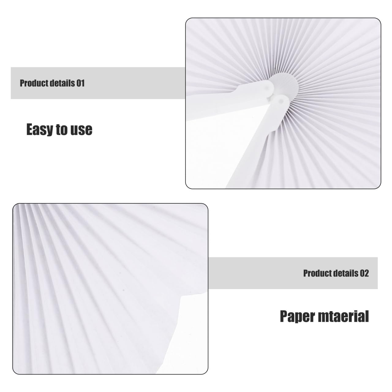 STOBOK 48 Stück weiße Papierfächer Hochzeitsfächer Herzform Malerei Faltfächer Griff für Hochzeit Feier Geburtstag Party Gastgeschenke