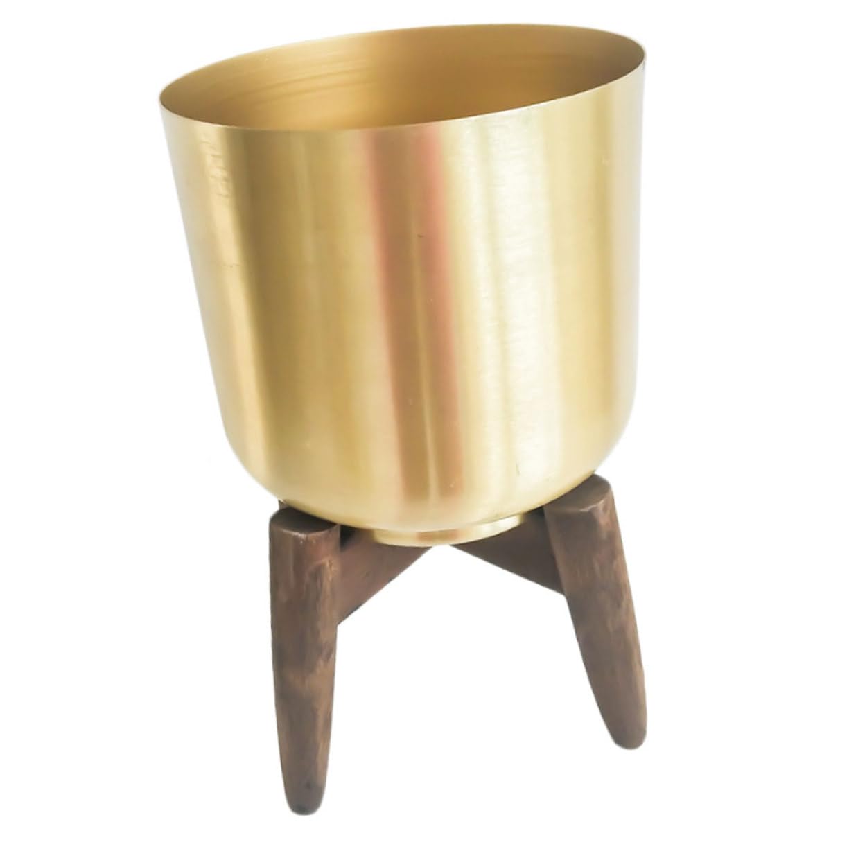 Pot de fleurs interieur moderne jaune avec support en fer et bois pour plante verte de salon