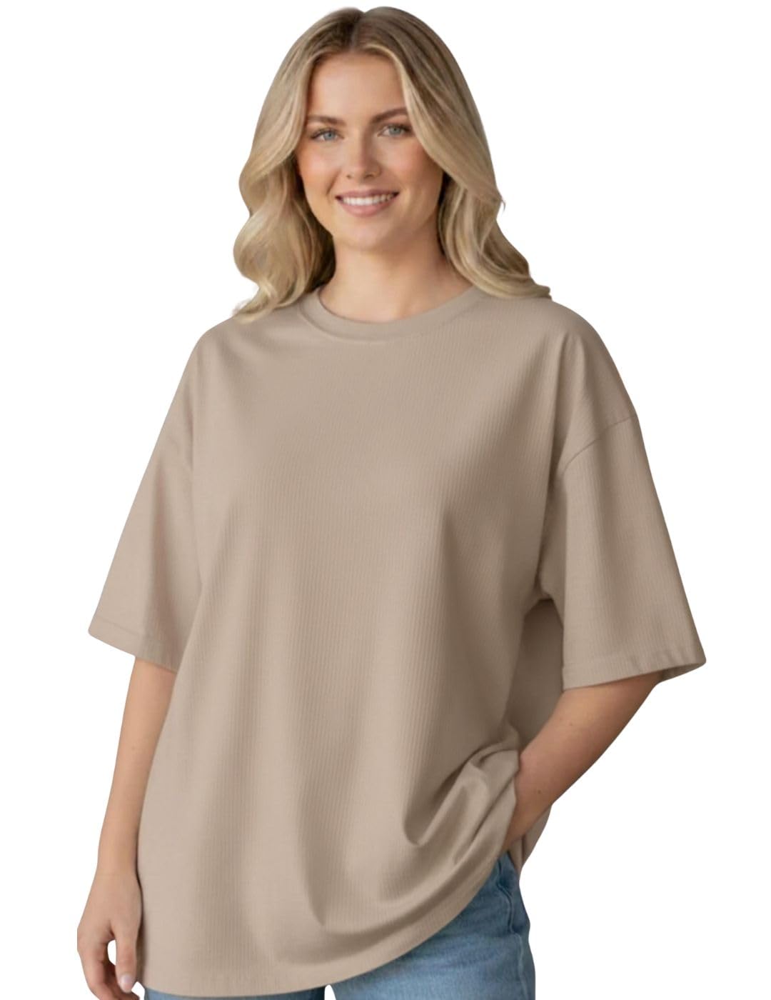 mack jonney Women’s Solid T-Shirt | Half Sleeve Crew Neck Cotton Blend Top | Casual Regular Fit Tee-M7310-picture-52