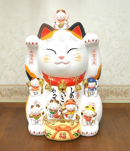 Amazon.co.jp: 招き猫置物・開運・縁起物・金運・風水 錦彩七福神