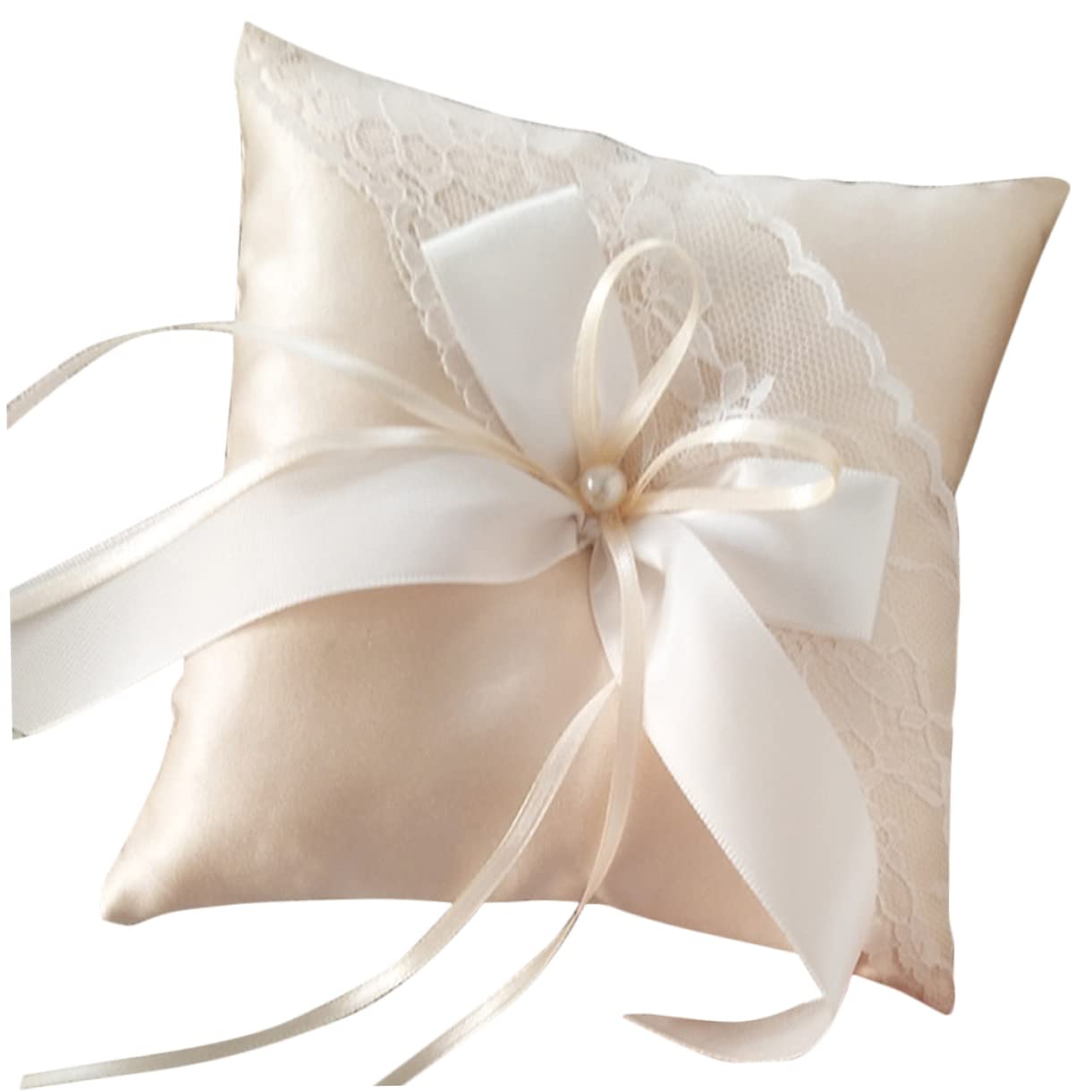 Cabilock Wedding Pillow with and Ribbons Elegant Engagement Proposal Cushion for Bride for Wedding Ceremony Decor and Flower Girl Carrying