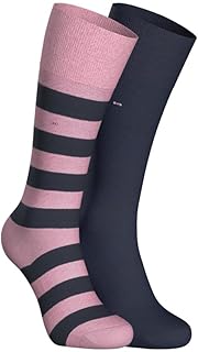 EDEN PARK – Juego de 2 pares de medias medias medias de algodón a rayas y liso Eden Park – Color Marine-Rose – Talla 43-46