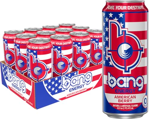 Image of Bang Energy American Berry, Sugar-Free Energy Drink, 16-Ounce (Pack of 12)