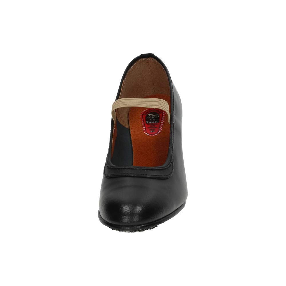 24 Zapatos de Baile Profesional de Piel, con elástica y Clavos en el talón, Hechos en España NIÑA Zapatos TACÓN Negro 39