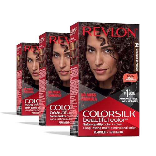 Revlon Colorsilk Beautiful Color Permanent Hair Color, (OLD VERSION) 32 Dark Mahogany Brown (Pack of 3)