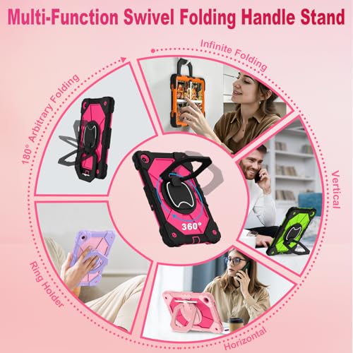 Image of WESOROL Case for Samsung Galaxy Tab A11 Plus Galaxy Tab A9 Plus 11 Inch,Shockproof Cover for Samsung Tablet A11+ /A9+ Case with Screen Protector 360 Rotating Stand Pencil Holder,Black Pink