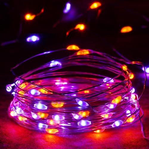 Image of Halloween String Lights 4 Pack Fairy Lights Battery Operated Orang Purple